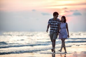 couple enjoying quality time on beach