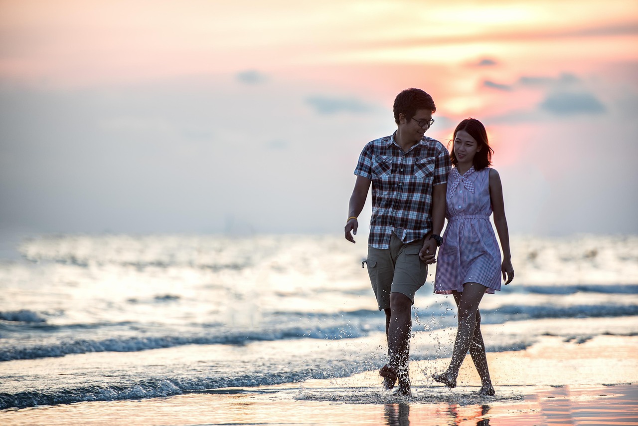 couple enjoying quality time on beach